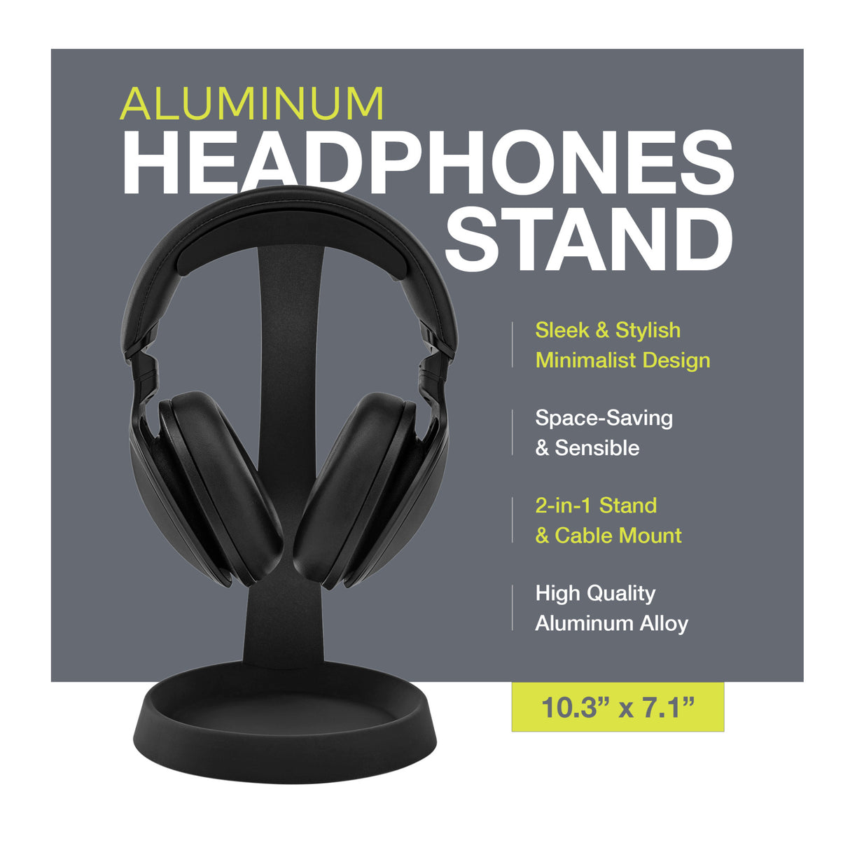 Knox Gear Aluminum Headphone Stand for Desk with Solid Base Mount (Black)