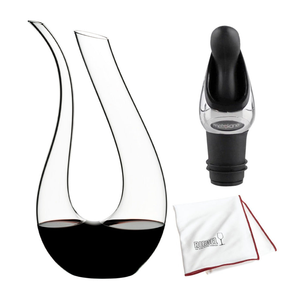 Riedel Amadeo Decanter (Clear) with Wine Pourer and Polishing Cloth