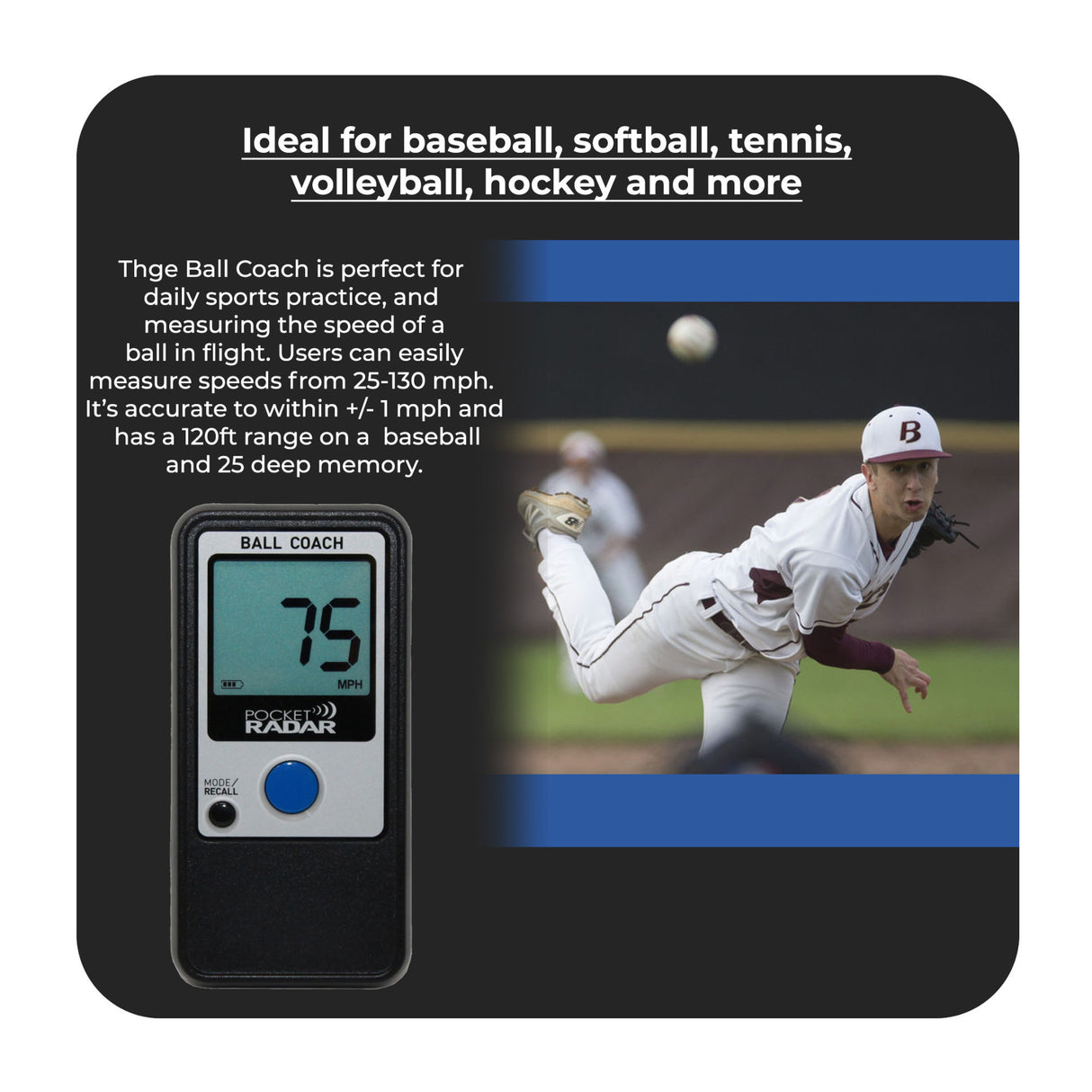 Pocket Radar Ball Coach/Pro-Level Speed Training Tool with Accessory Bundle