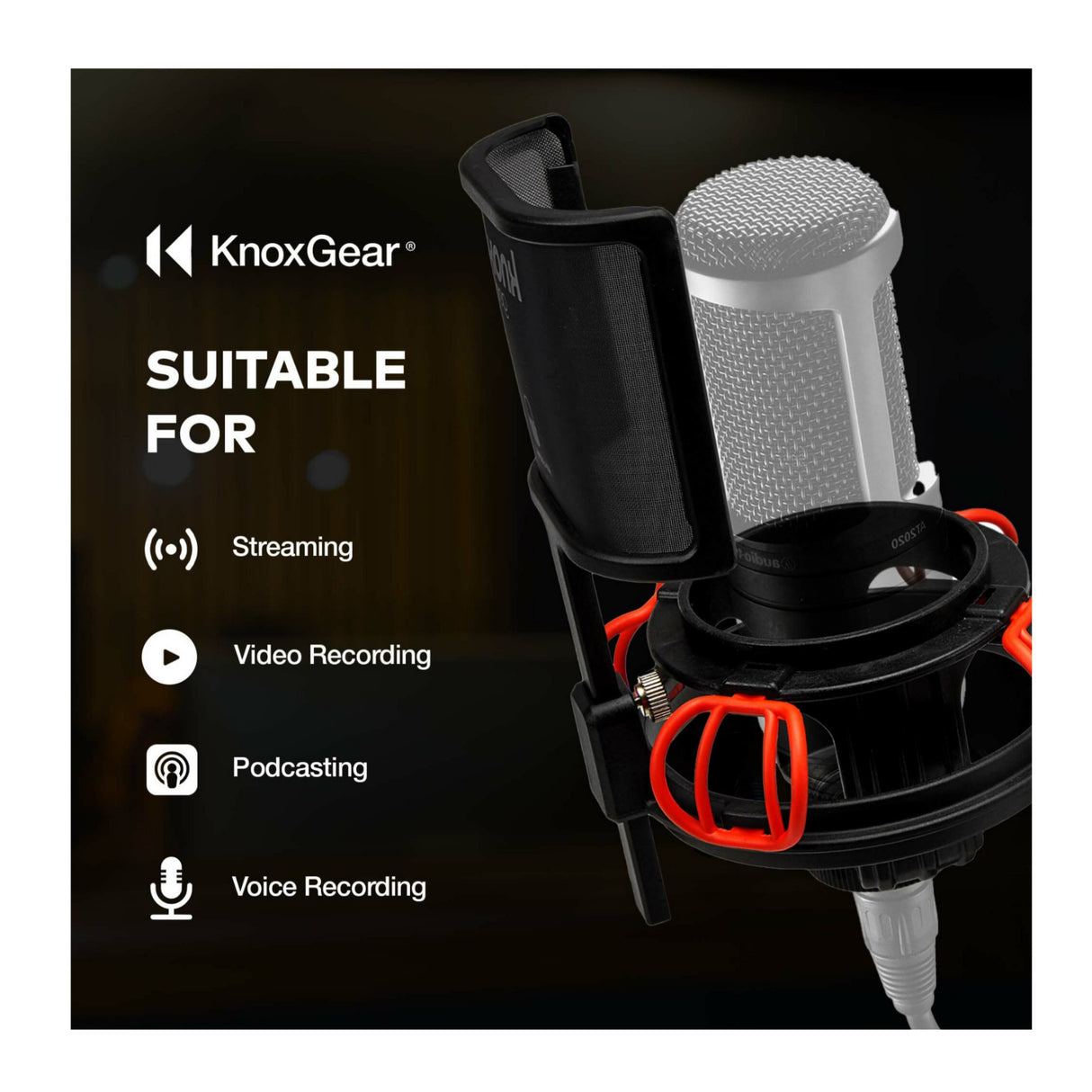 Knox Gear Microphone Shock Mount and Detachable Pop Filter