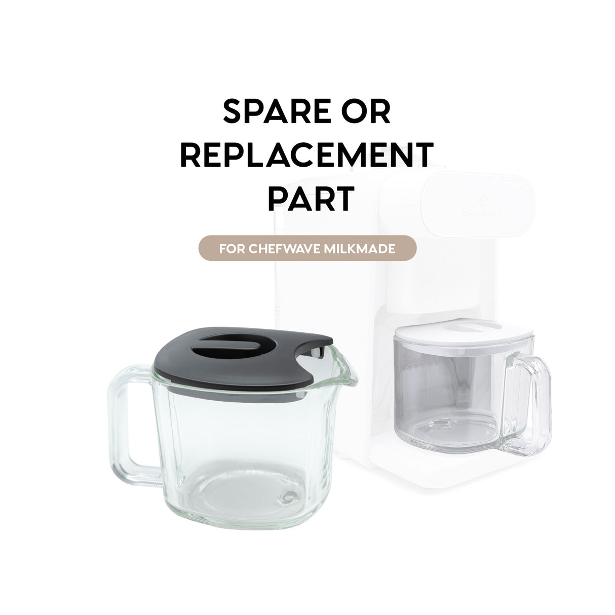 ChefWave Glass Pitcher with Lid for the Milkmade Non-Dairy Milk Maker (Black)