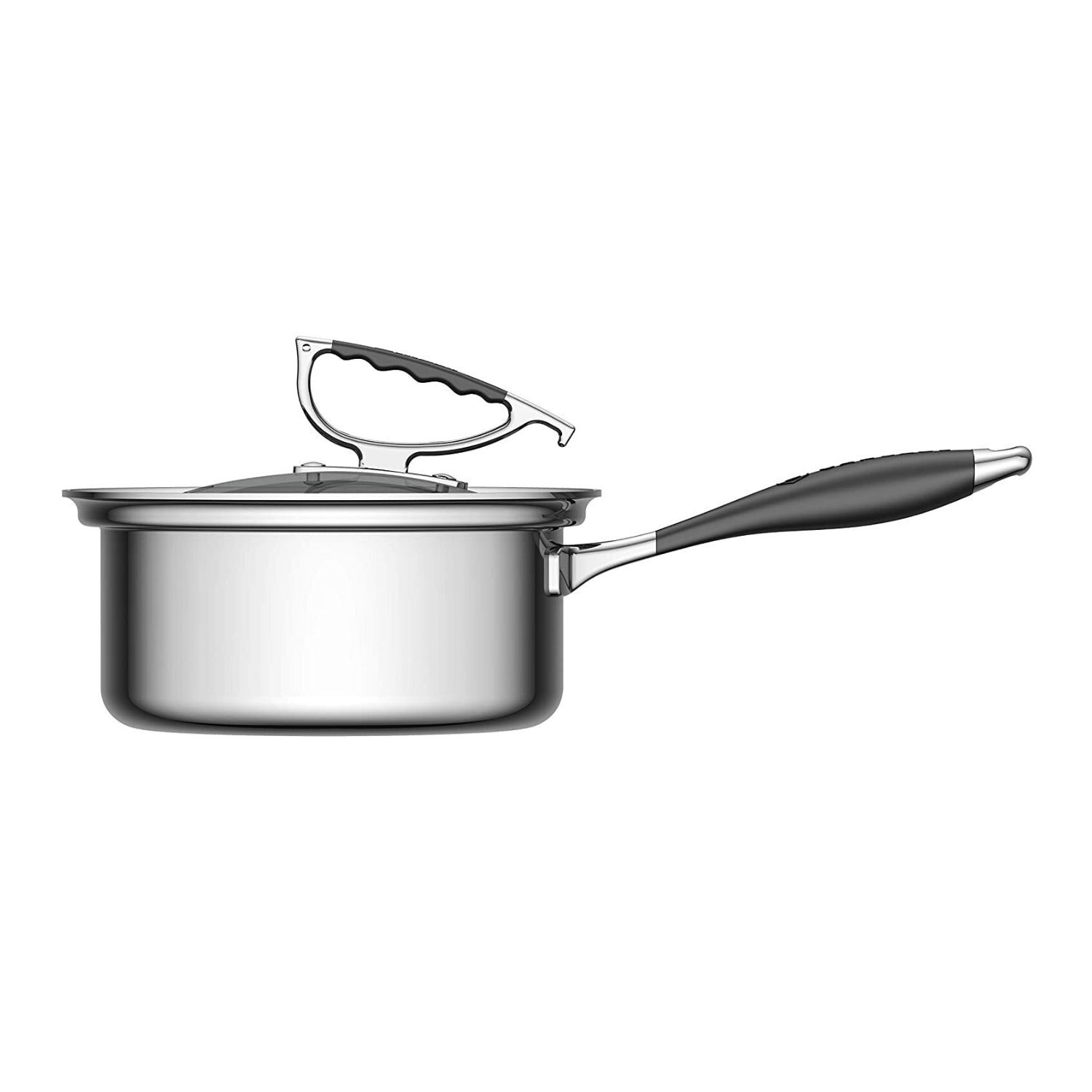 CookCraft by Candace 3 Quart Stainless Steel Sauce Pan with Glass Latch Lid