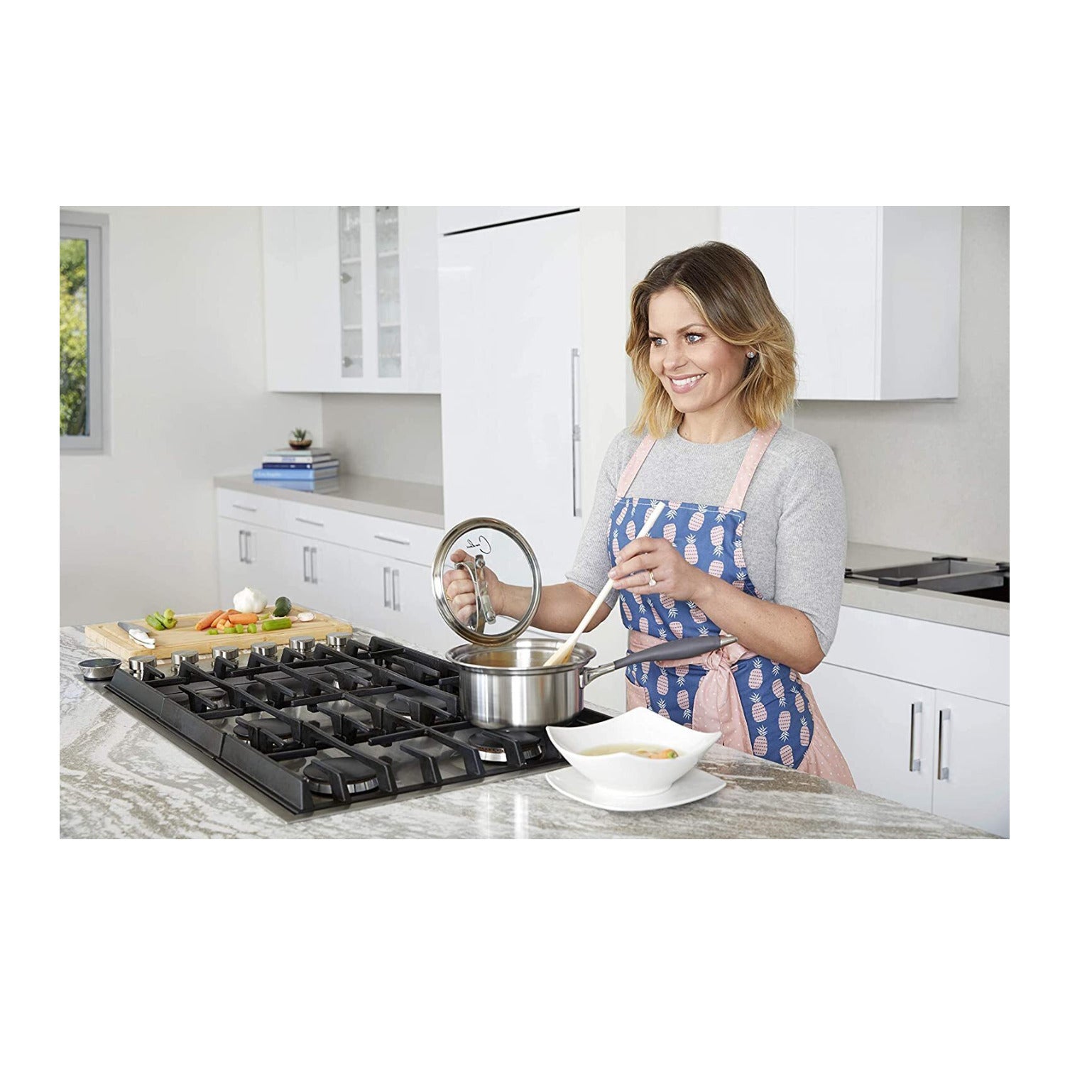 CookCraft by Candace 3 Quart Stainless Steel Sauce Pan with Glass Latch Lid