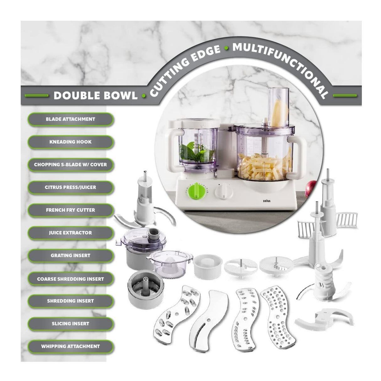Souvia Braun 12-In-1 Multi-Functional Food Processor and Kitchen System (White)