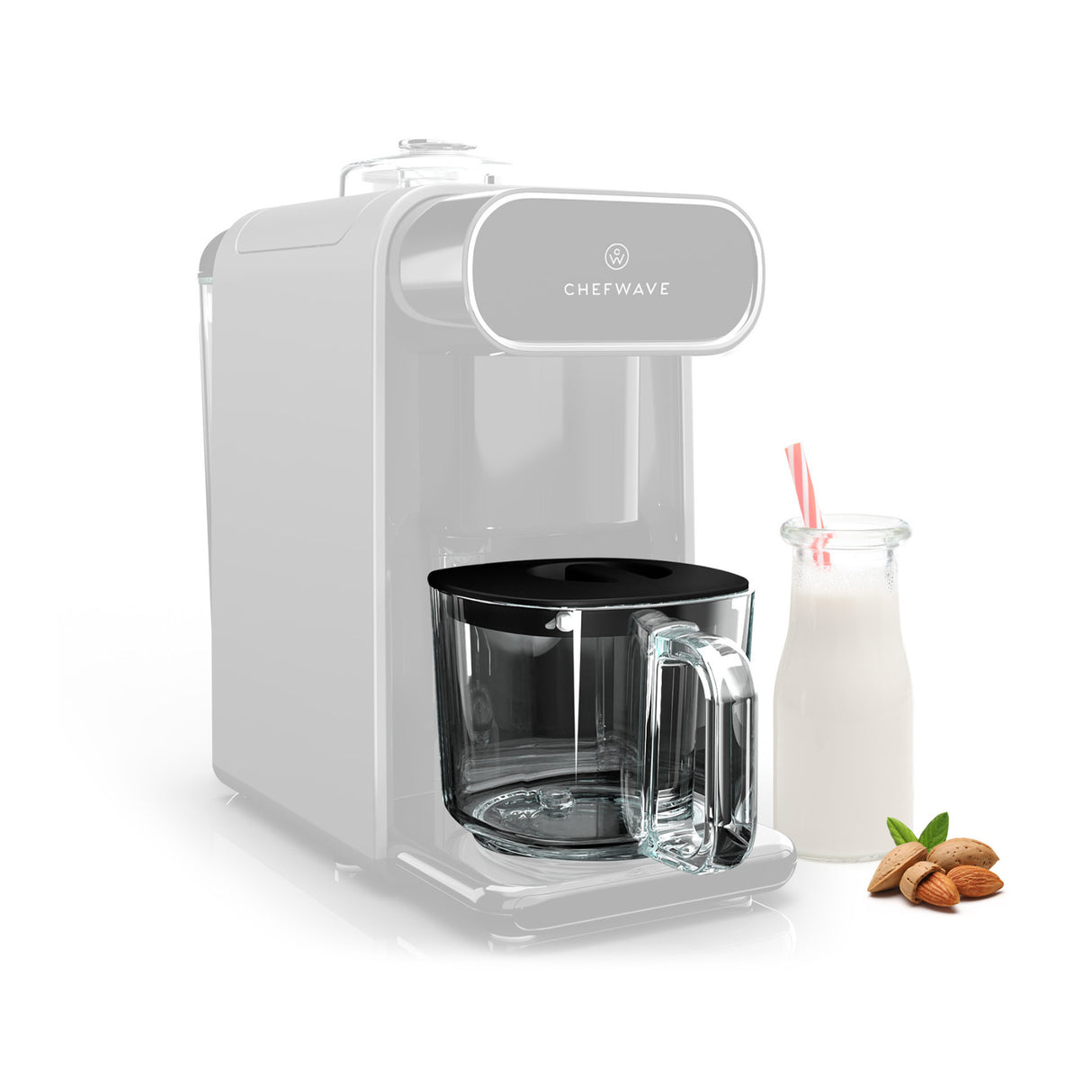 ChefWave Glass Pitcher with Lid for the Milkmade Non-Dairy Milk Maker (Black)