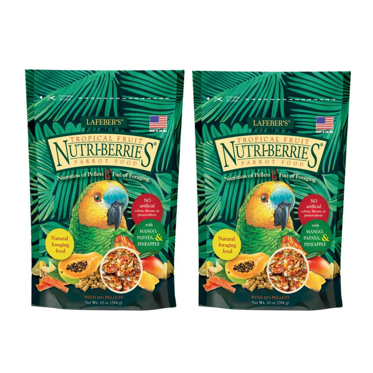 Lafeber Tropical Fruit Nutri-Berries Parrot Food Bags (10 oz, 2-Pack)