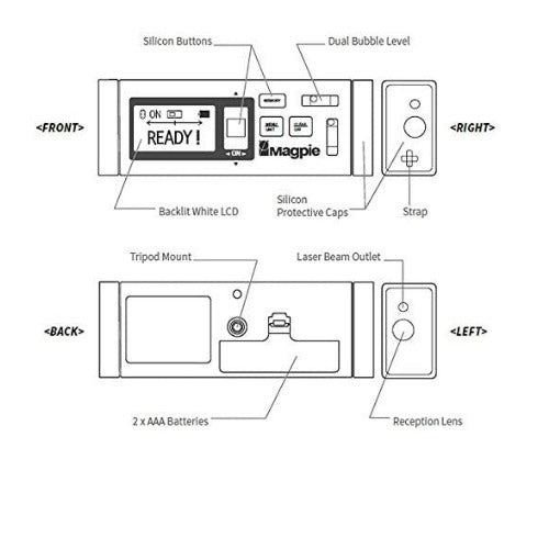 Magpie VH-80 262 Feet Range and 3 in 1 Measurements Laser Measurement Tool