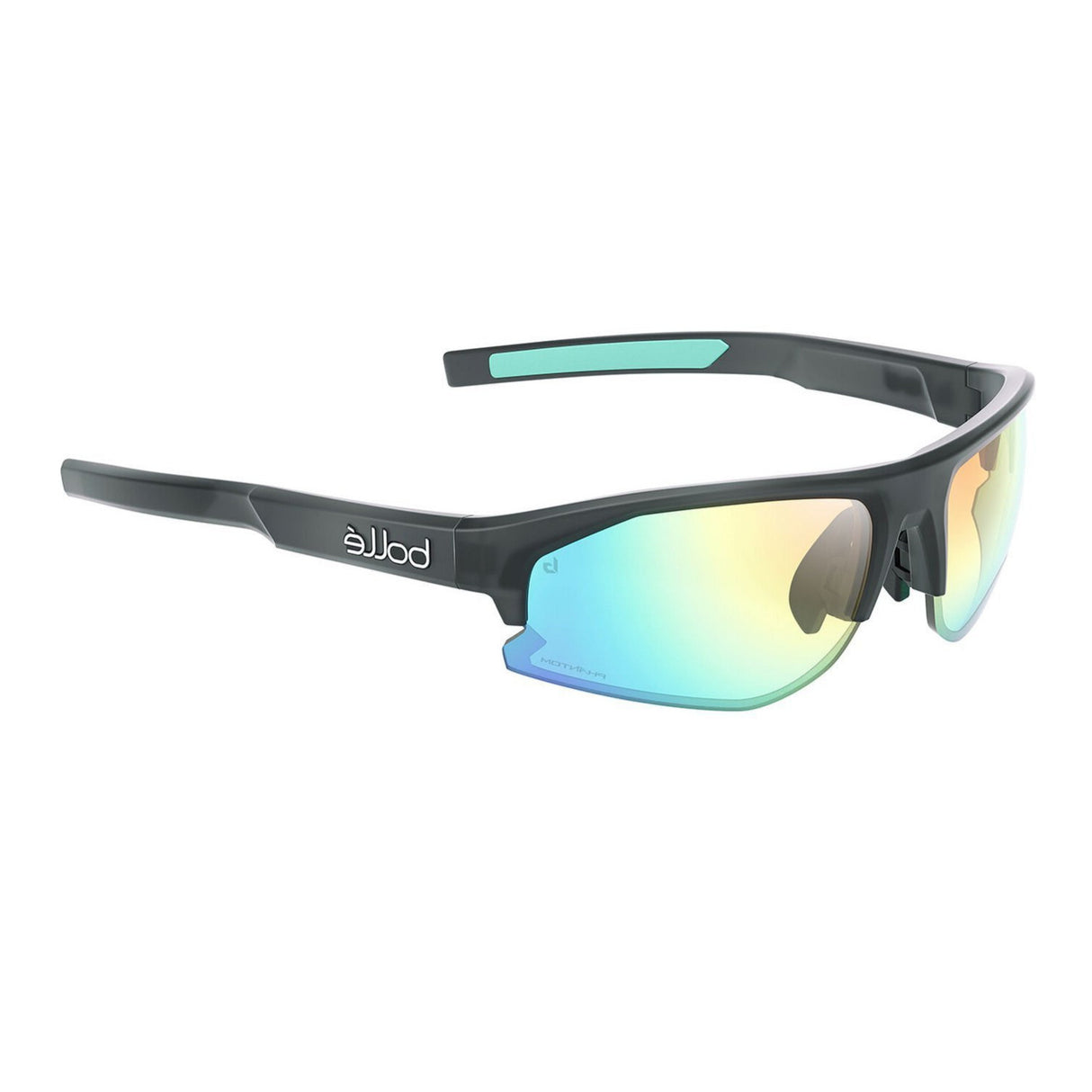 Bolle Bolt 2.0 Sunglasses (Matte Crystal Black Frame, Phantom Clear Green Lens)