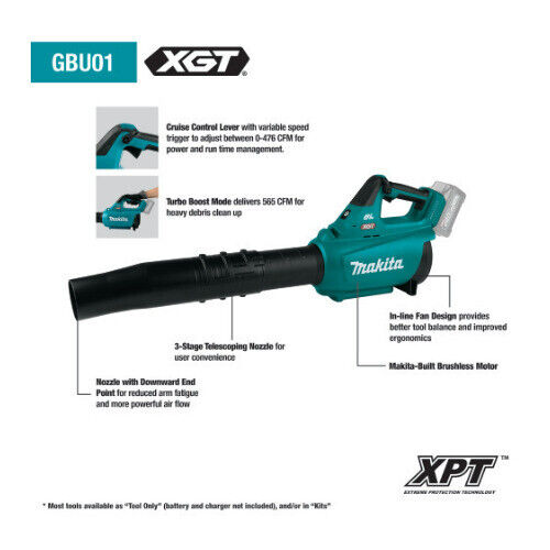 Makita GBU01M1 40V Max Lithium-Ion battery XGT Brushless Cordless Blower Kit