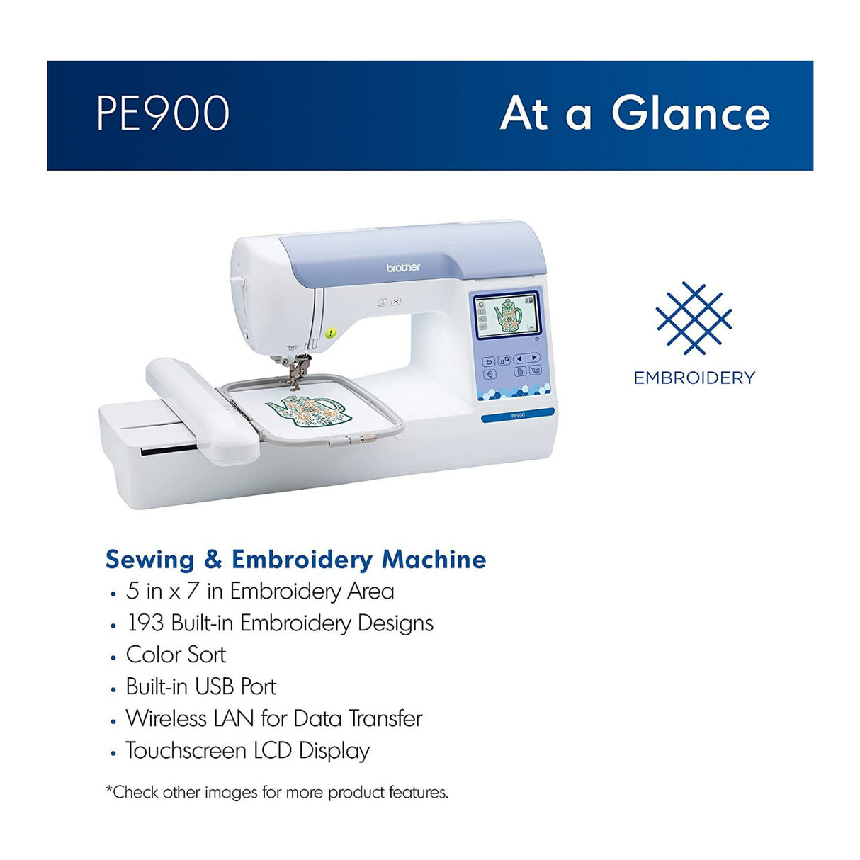Brother Elite PE900 Large Embroidery Machine with Wireless LAN Connection