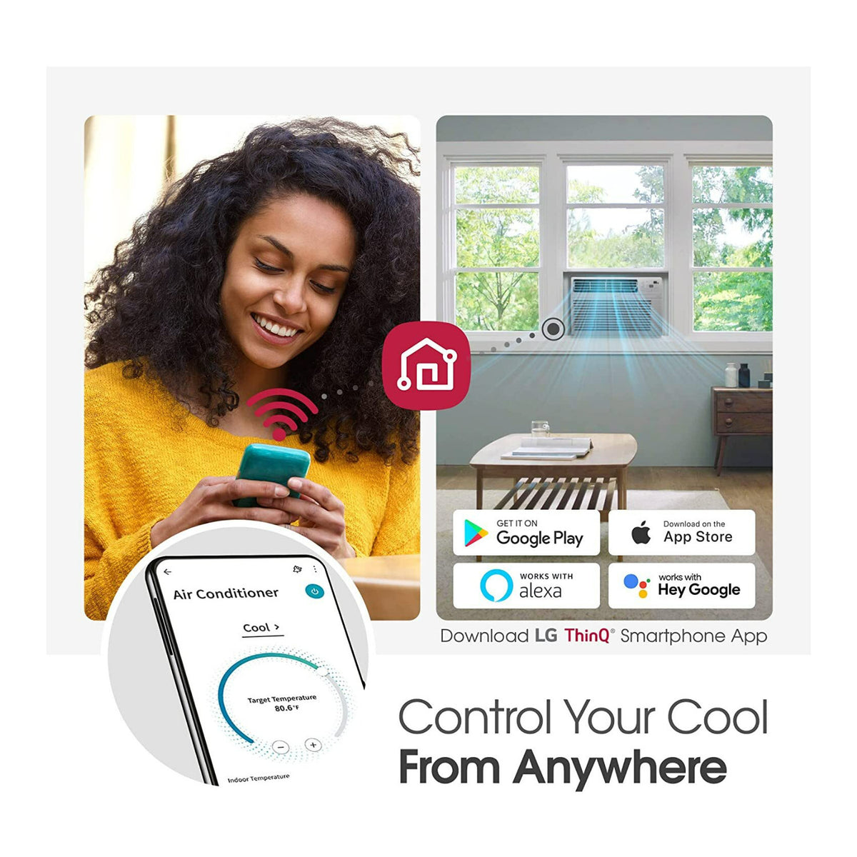 LG 10000 BTU Smart Wi-Fi Enabled Window Air Conditioner with Remote (White)