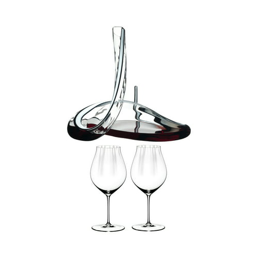 Riedel Decanter Mamba Fatto A Mano with Performance Pinot Noir Wine Glasses