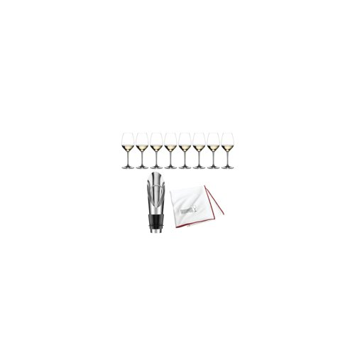 Riedel Extreme Riesling Wine Glass (Set of 8, Clear) with Polishing Cloth Bundle