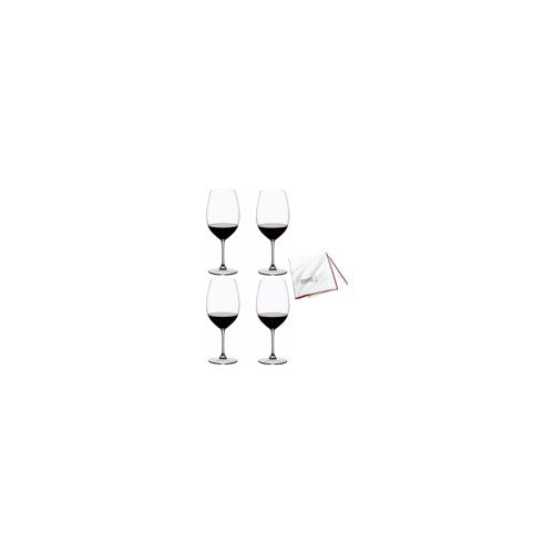 Riedel Vinum Bordeaux Grand Cru Glasses (4-Pack) with Polishing Cloth Bundle
