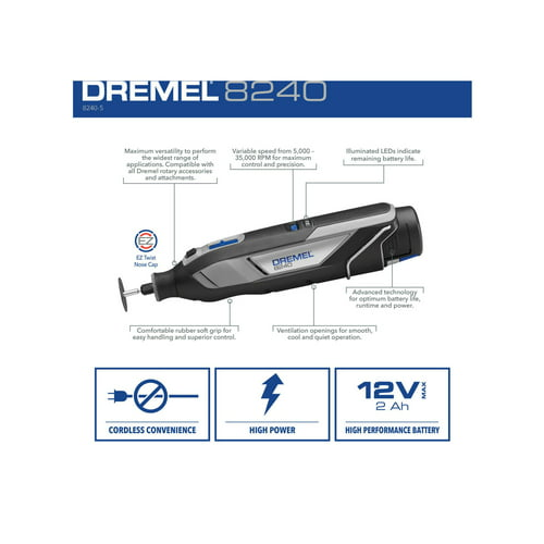 Dremel 8240 12V Superior Control and Quiet Operation Cordless Rotary Tool Kit