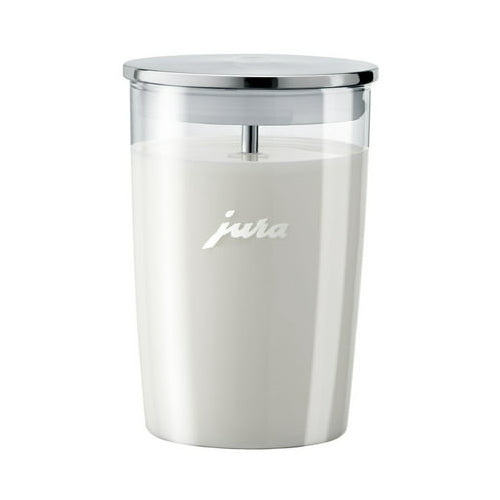 Jura E8 5th Gen Automatic Coffee Machine Piano Black with Milk Container Bundle