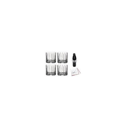 Riedel Drink Specific Glassware Rock Glass (9 oz, Clear) 4-Pack with Wine Pourer