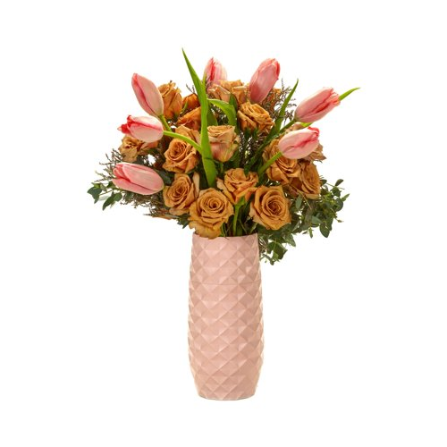 Amaranth 10-Inch Floral Care Shock Resistant Smarter Vase (Blush Pink)