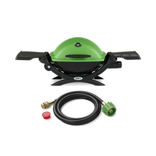 Weber Q 1200 Gas Grill (Green) and Adapter Hose