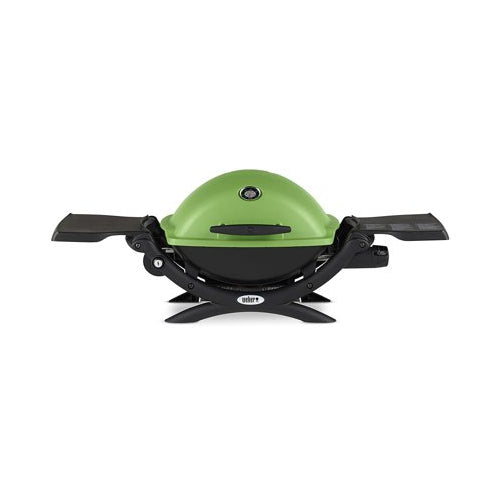 Weber Q 1200 Liquid Propane Grill (Green) with Grill Cover