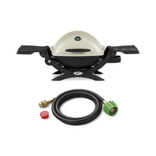 Weber Q1200 Liquid Propane Grill (Titanium) Starter Bundle