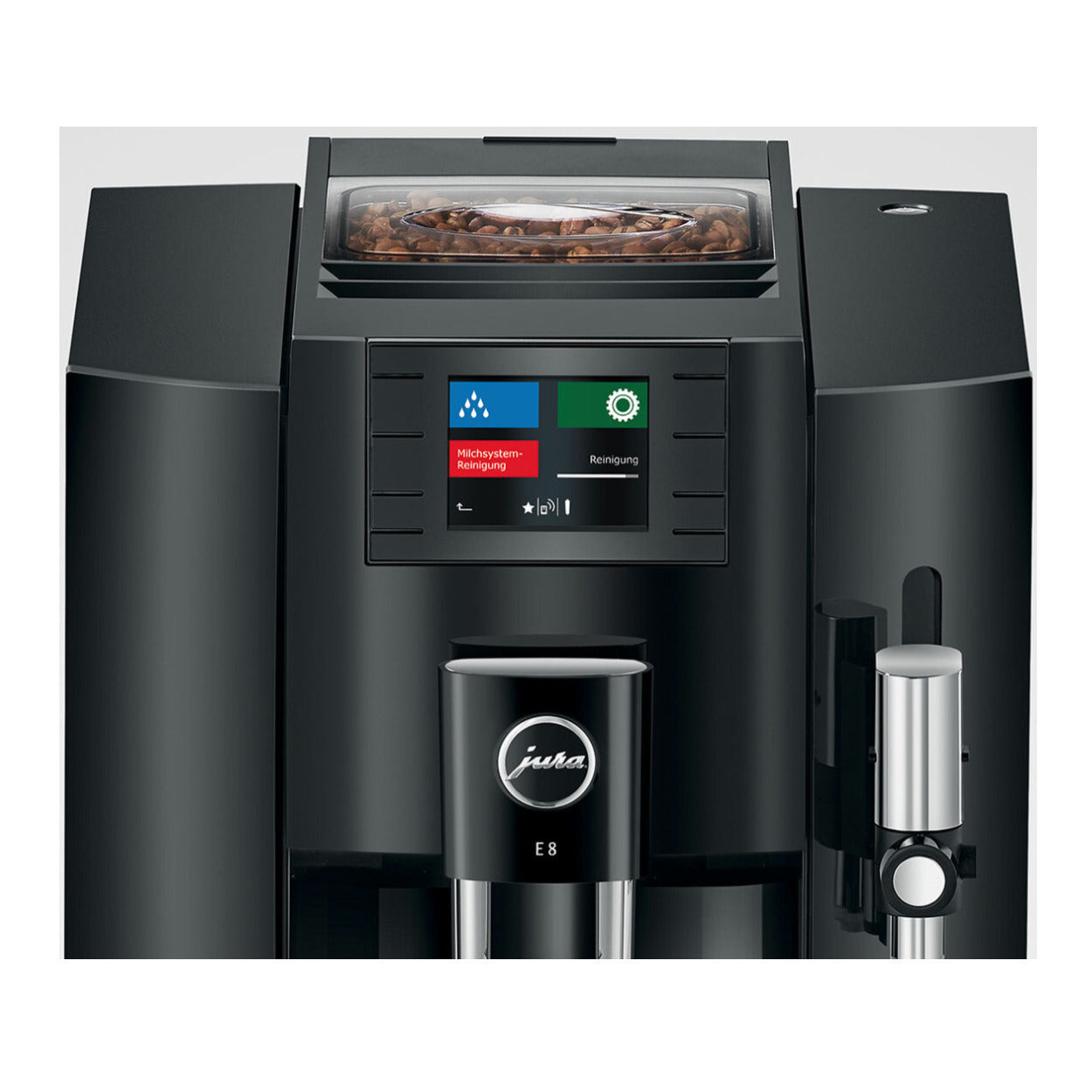 Jura E8 5th Gen Automatic Coffee Machine Piano Black with Milk Container Bundle