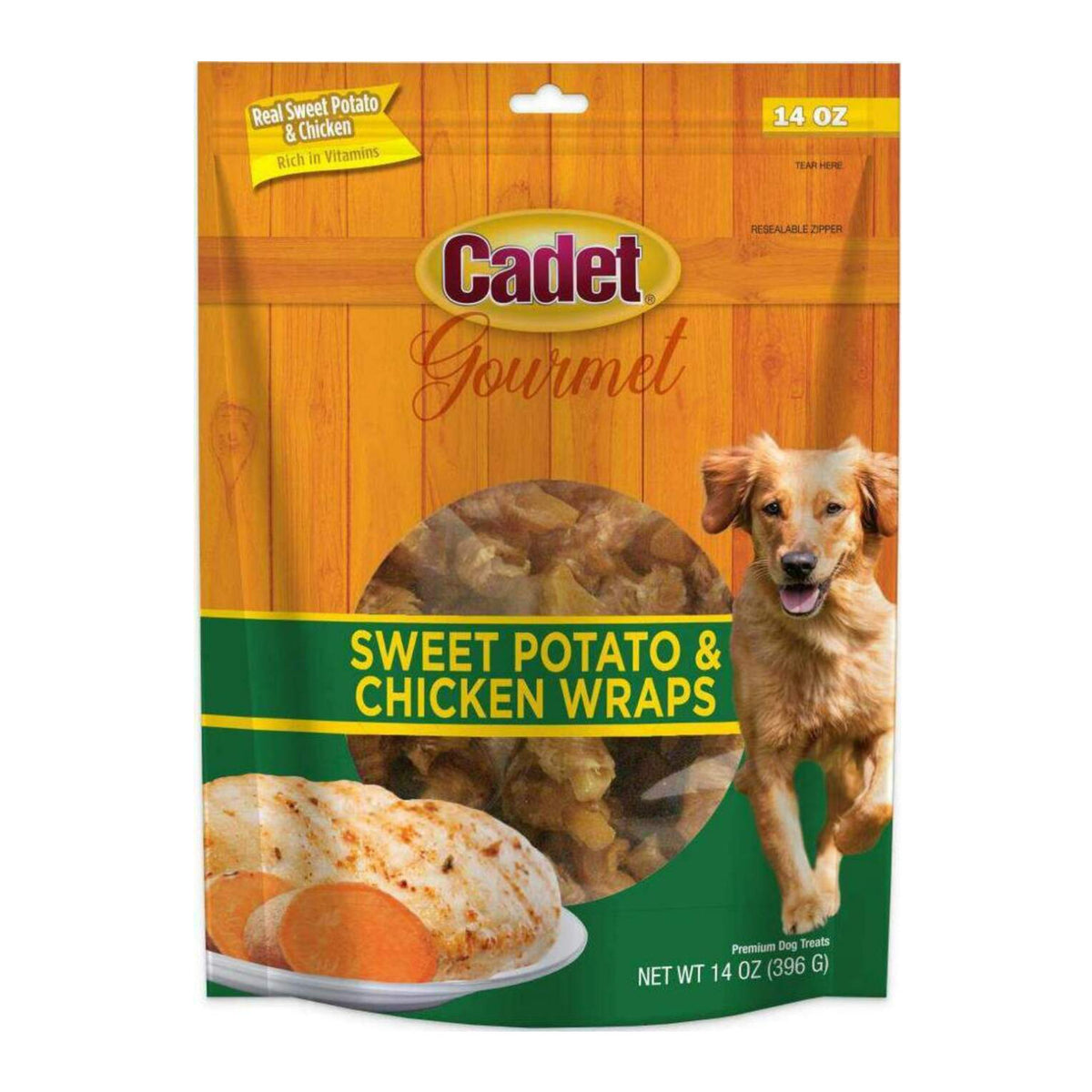 Cadet Gourmet Chicken-Wrapped Sweet Potato 14 oz High-Protein Premium Dog Treats