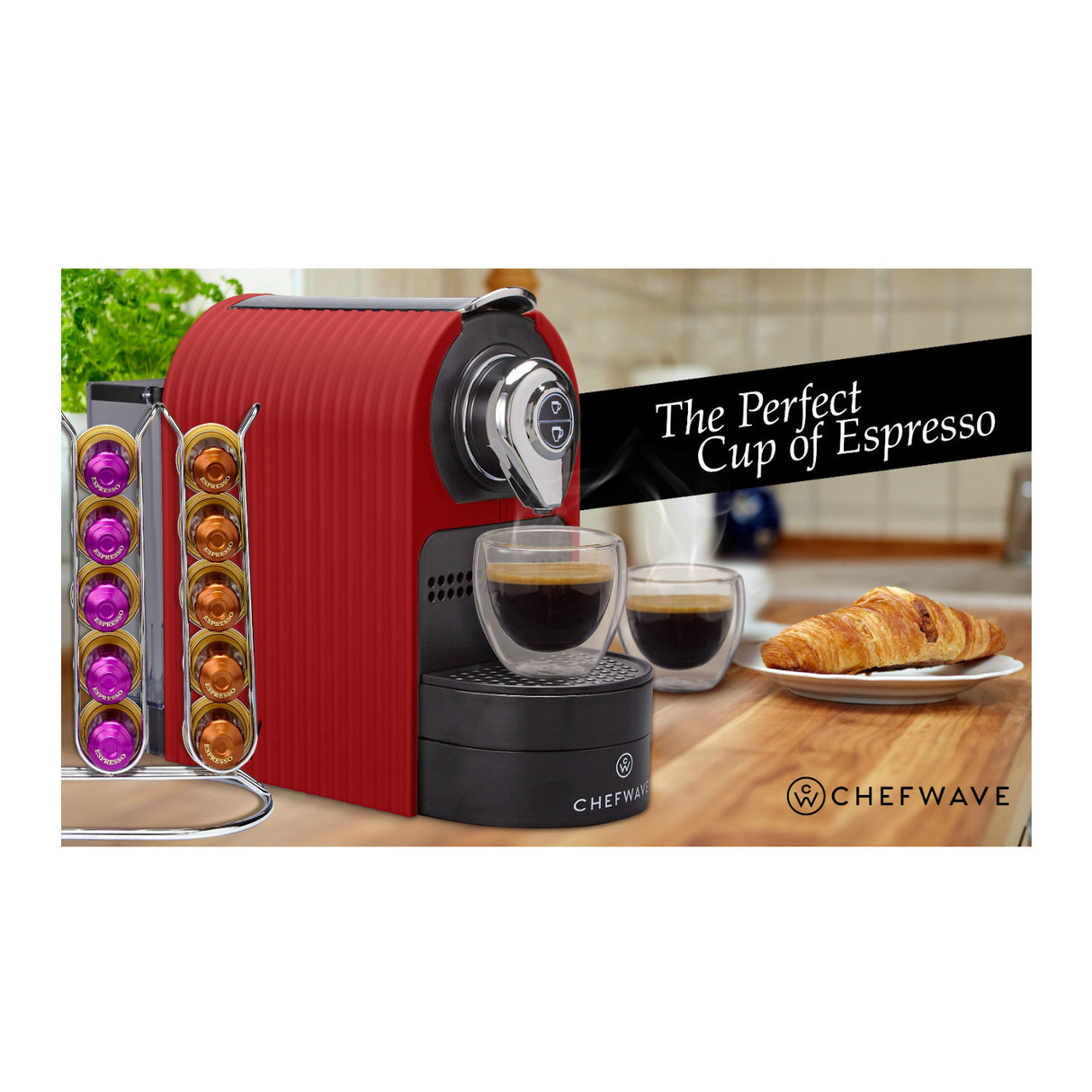 ChefWave Kava Espresso Machine - Premium Coffee Maker w/Coffee Capsules 30-Pack