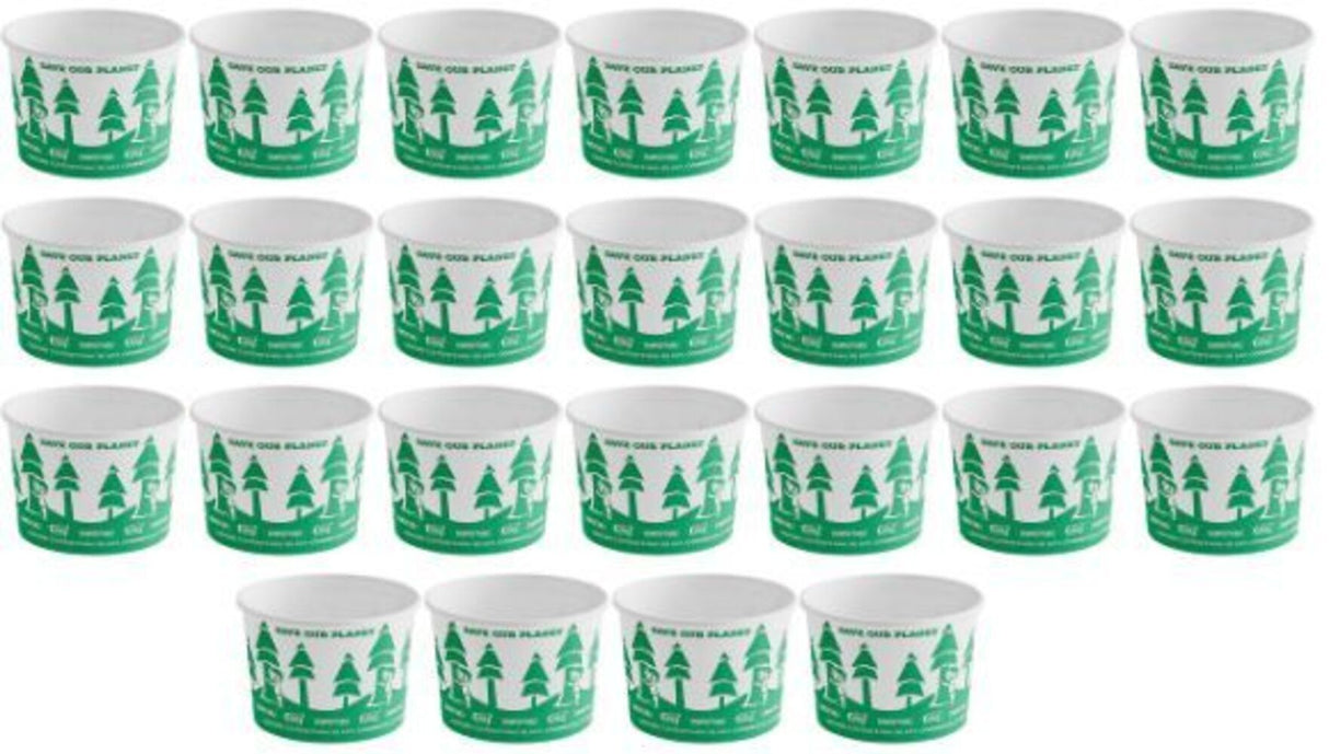 EcoChoice Compostable Paper Food Cup with Tree Design 8 oz. - 25/Pack