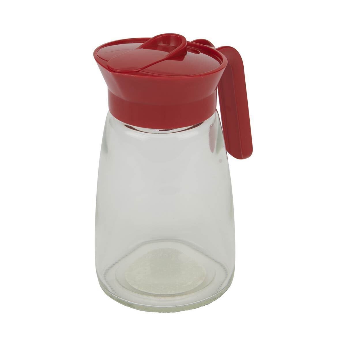 GoodCook 12 oz. Glass Syrup Dispenser with Lid (Clear/Red)