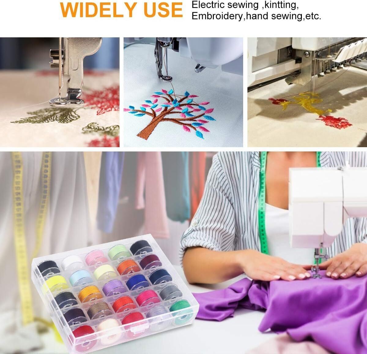 BHSKJSZ Assorted Colors Pre-Wound Bobbins and Sewing Thread Set with Case
