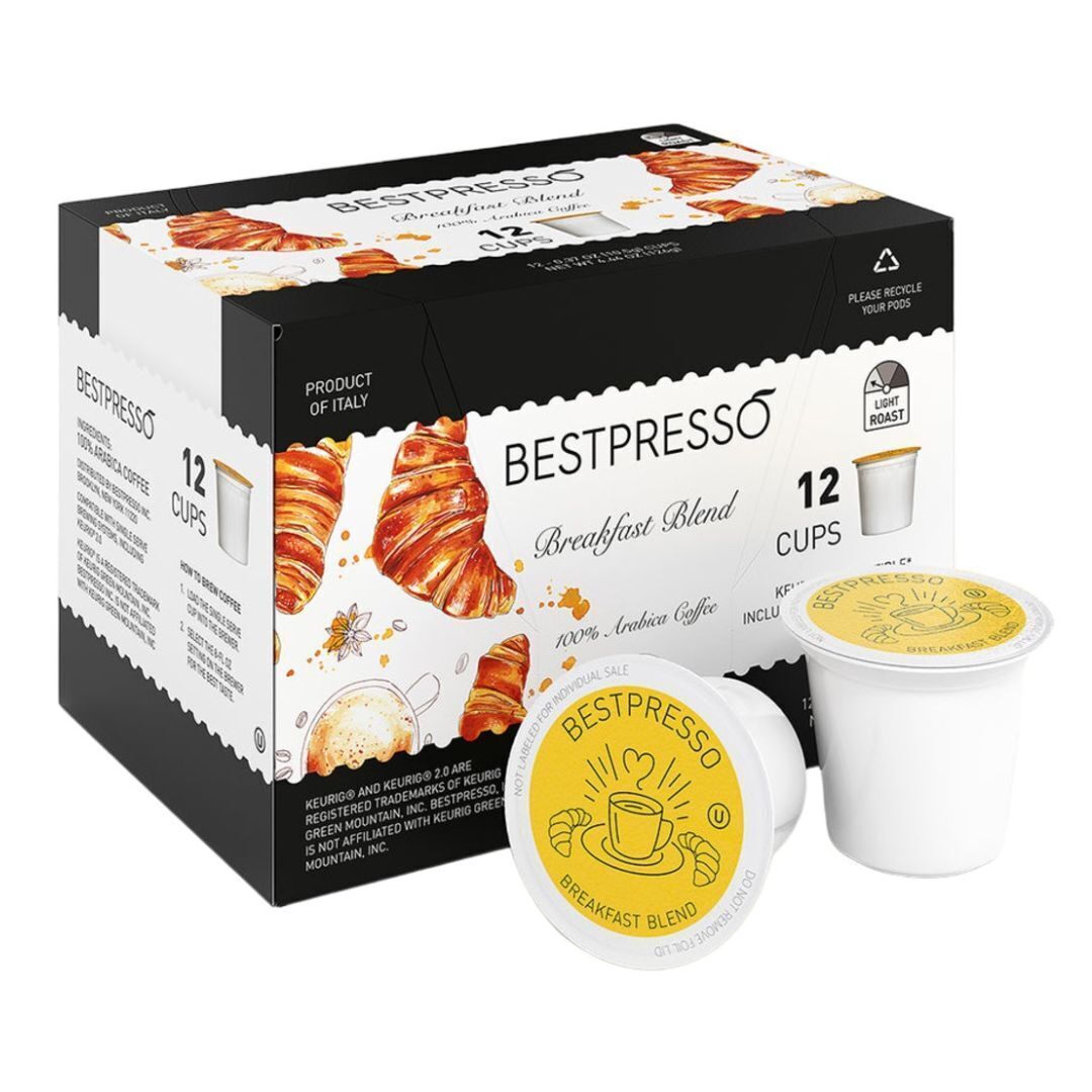 Bestpresso Breakfast Blend 100 Percent Arabica Light Roast Coffee, 12-Count