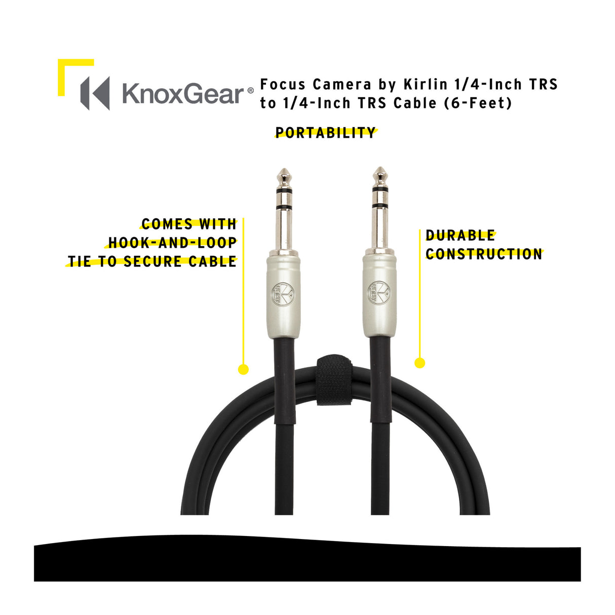 Knox Gear 1/4in TRS to 1/4inTRS Cable (6-Feet)