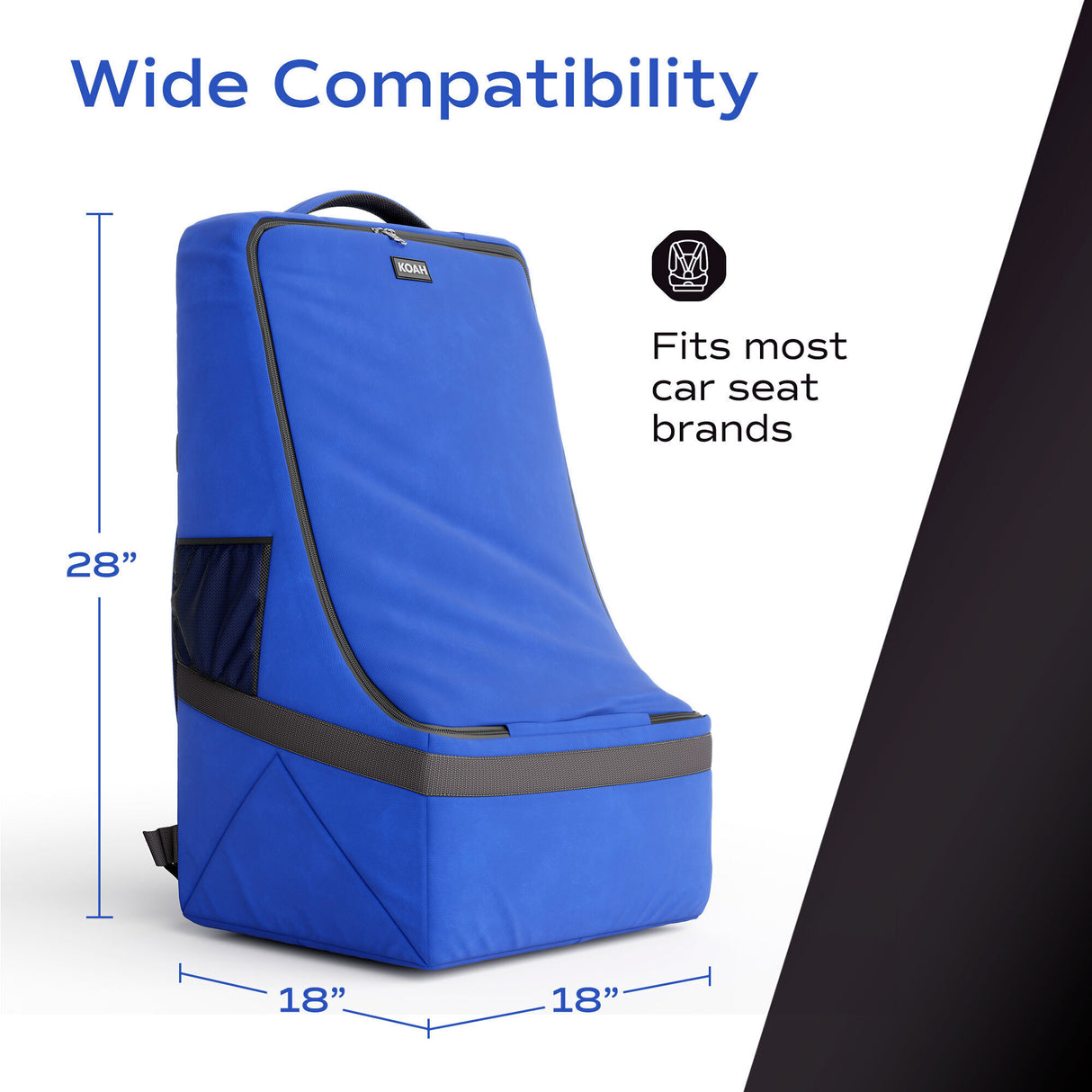 Koah Car Seat Backpack for Air Travel - Portable and Waterproof Design (Dark Blue)