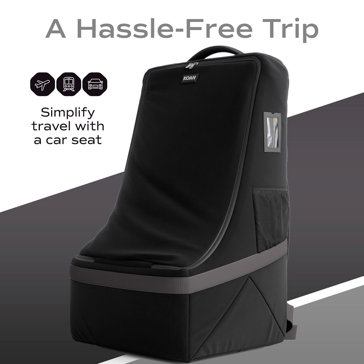 Koah Car Seat Backpack for Air Travel - Portable and Waterproof Design (Black)