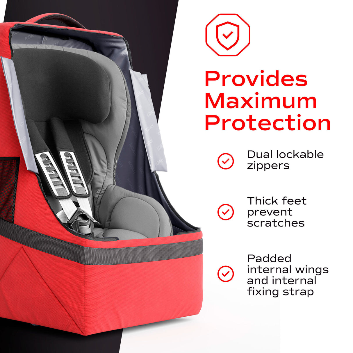 Car seat Backpack for air travel Car seat travel bag (Red)