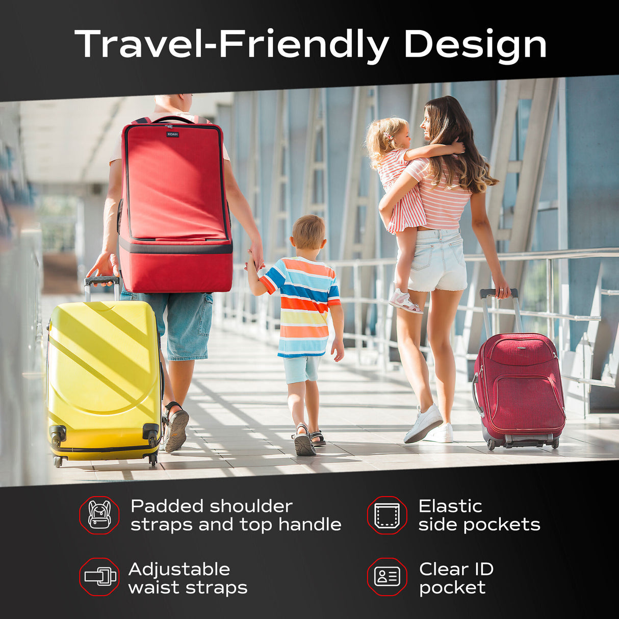 Car seat Backpack for air travel Car seat travel bag (Red)