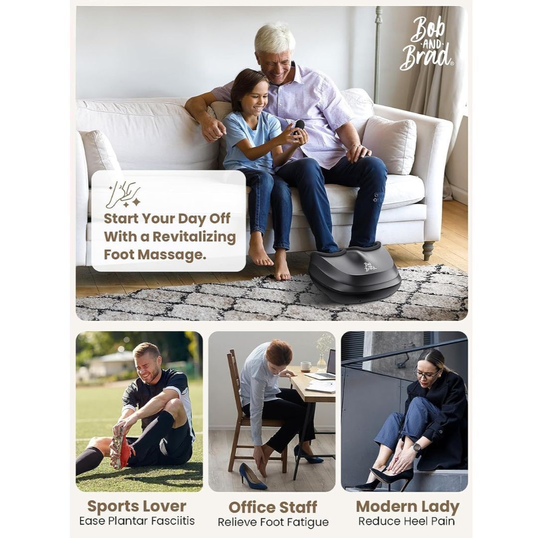 BOB AND BRAD Lite Foot Massager Machine with Heat for Men Size 12 (Black)