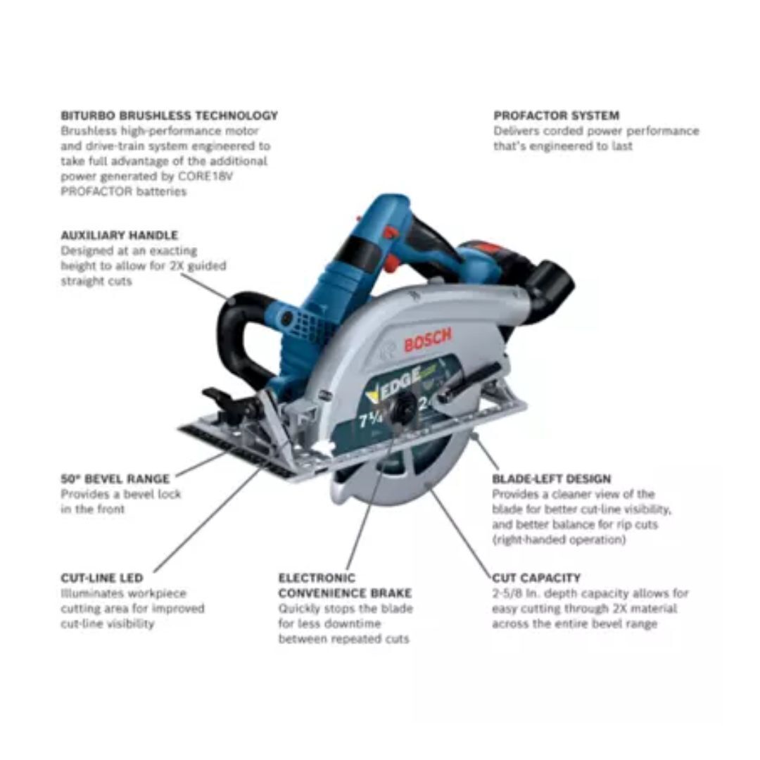 BOSCH GKS18V-26LB14 PROFACTOR 18V Blade-Left 7-1/4 In. Circular Saw Kit Bundle