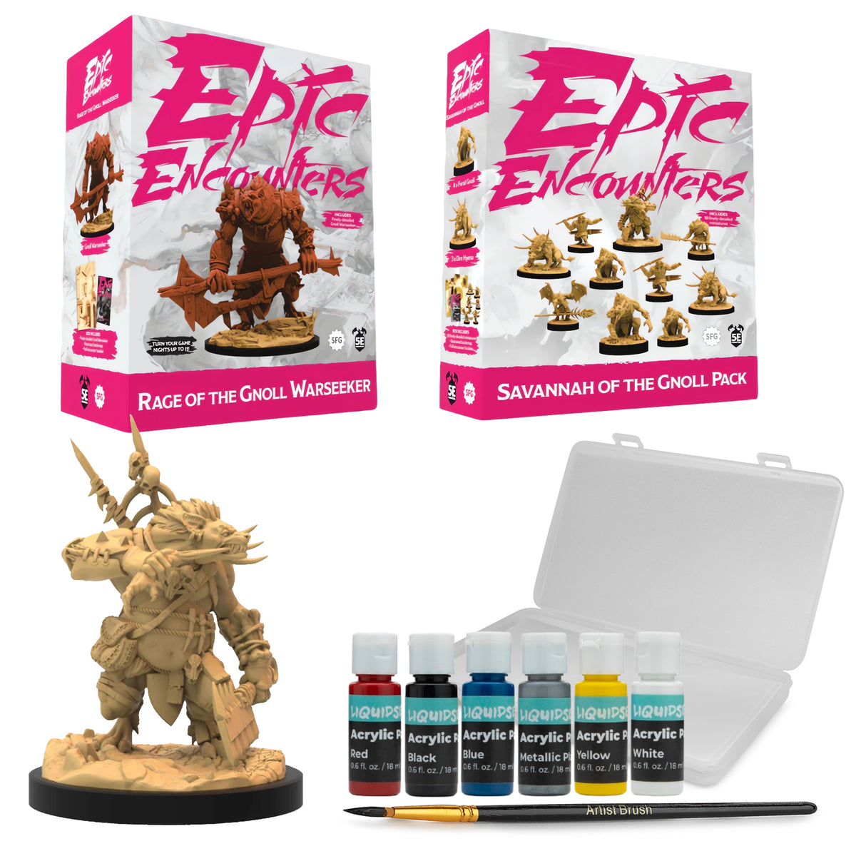 Epic Encounters:Savannah Gnoll Pack, Rage Gnoll Warseeker, Paint Set Bundle