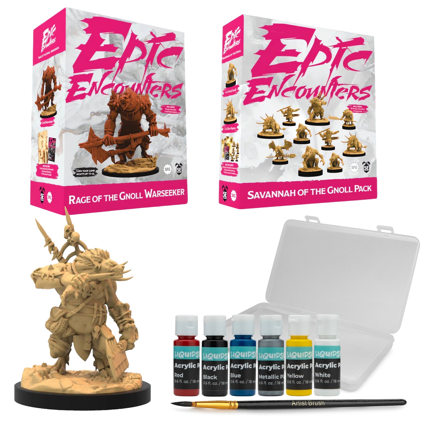 Epic Encounters:Savannah Gnoll Pack, Rage Gnoll Warseeker, Paint Set Bundle