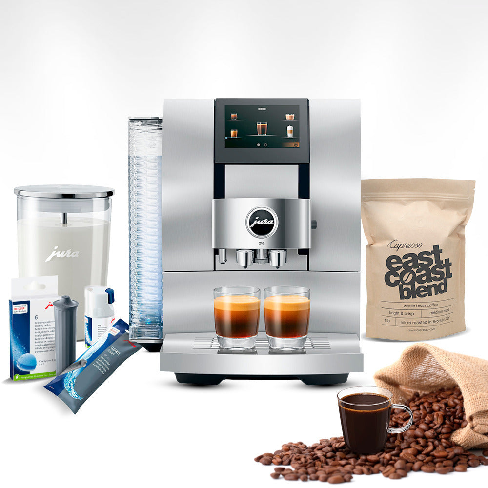 Jura Z10 Coffee Machine for Hot and Cold Coffee (Aluminum White) Bundle