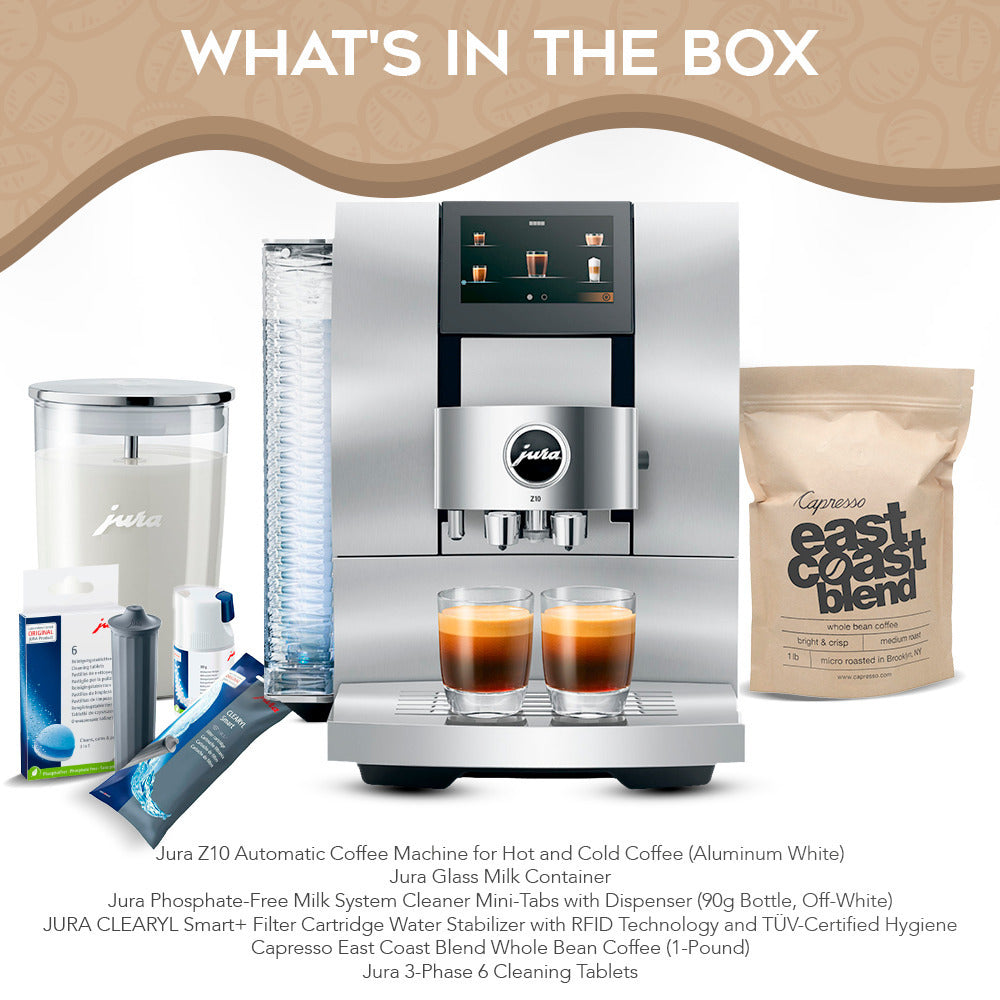 Jura Z10 Coffee Machine for Hot and Cold Coffee (Aluminum White) Bundle