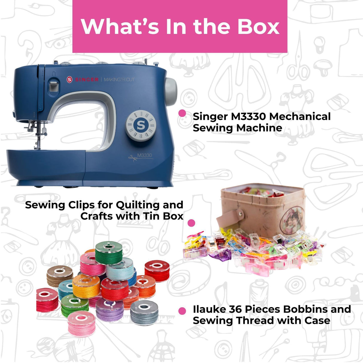 SINGER | M3300 Sewing Machine with 97 Stitch Applications