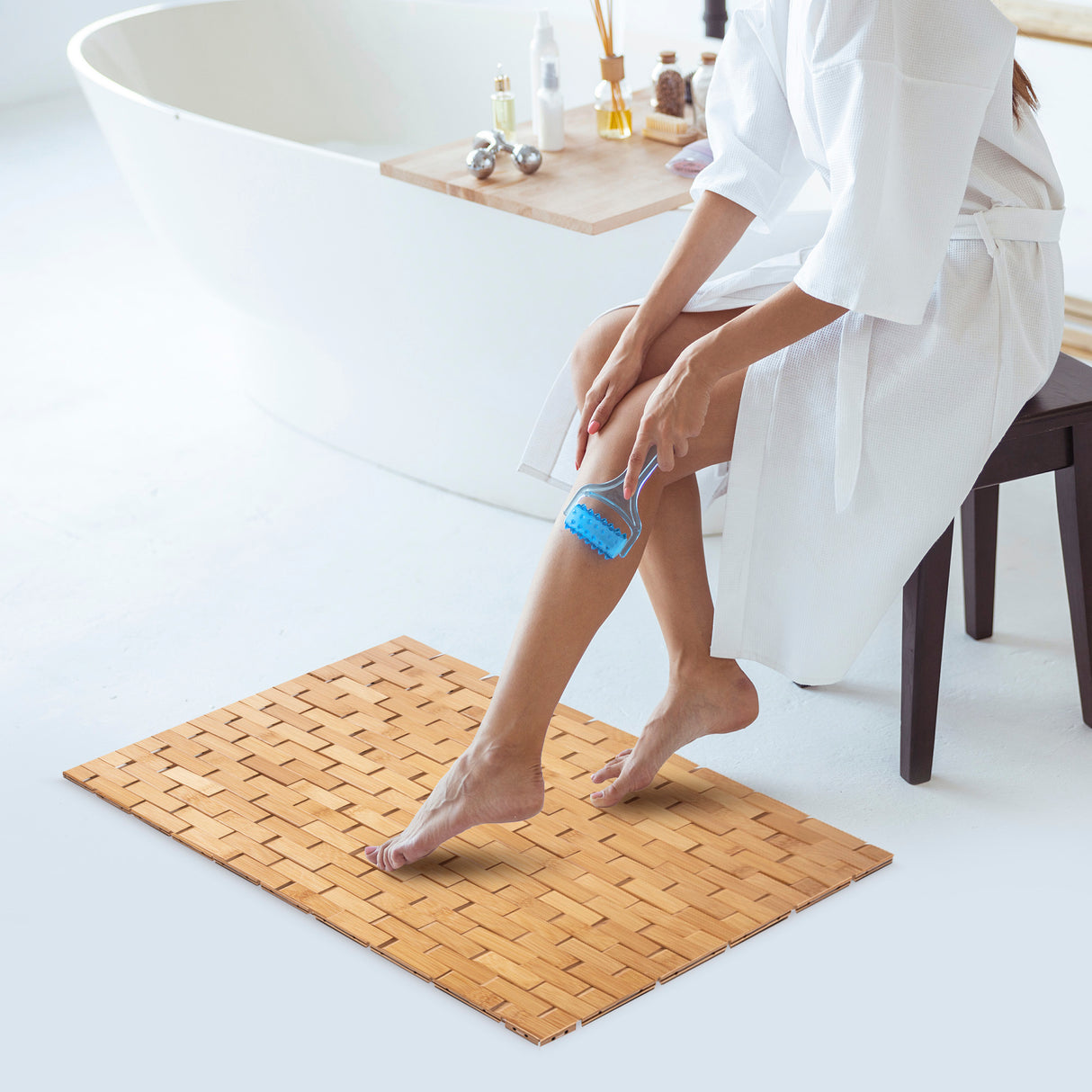 UmiBoo Bamboo Bath Mat (24 x 16 inches, Medium) Non Slip and Water Resistant