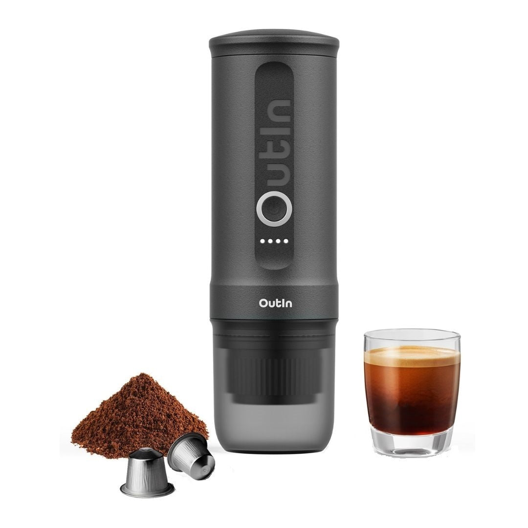 Outin Nano Portable Electric Travel Espresso Machine with Self-Heating (Gray)