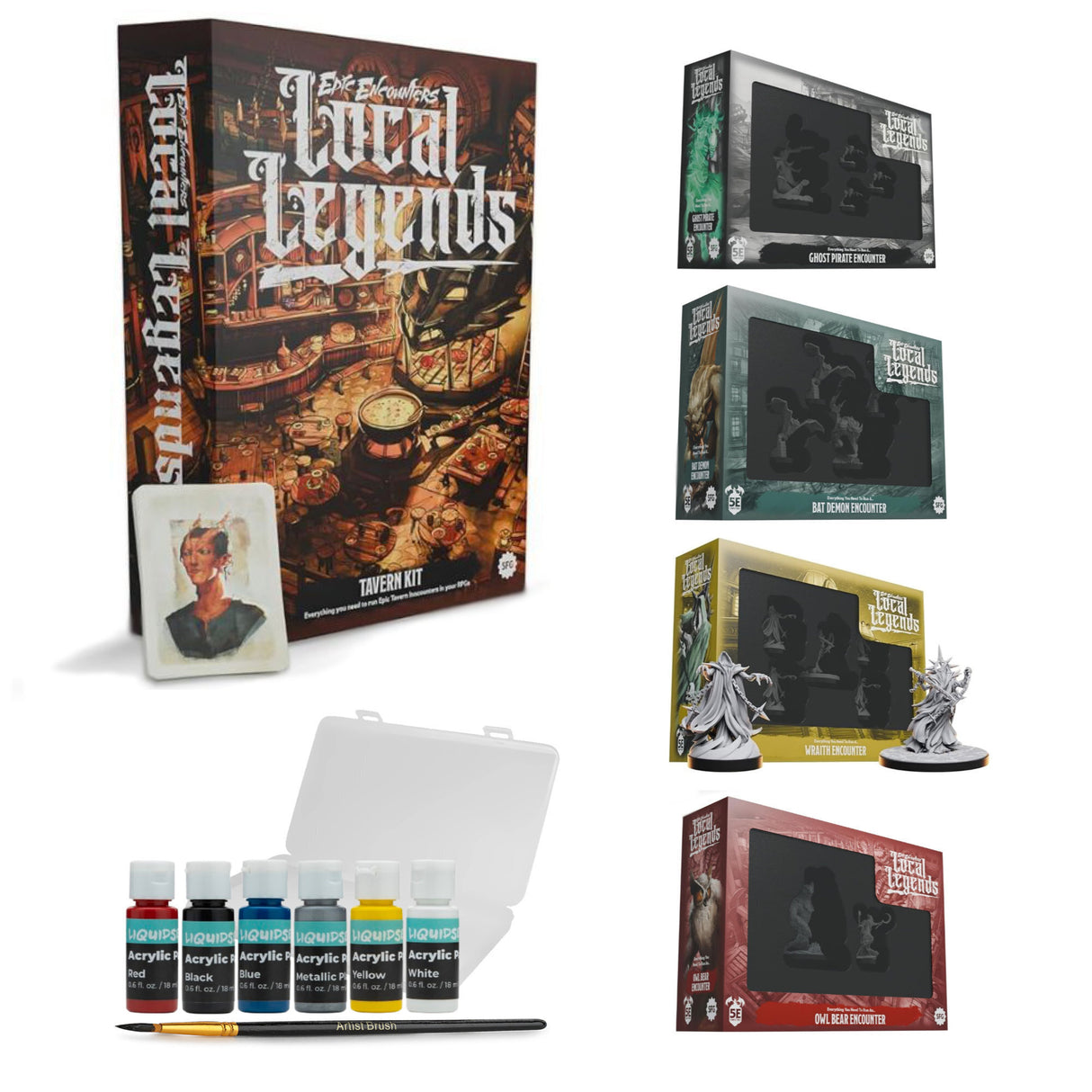 Epic Encounters - Local Legends Tavern Kit with Local Legends Bundle and Paint Set (6 Items)