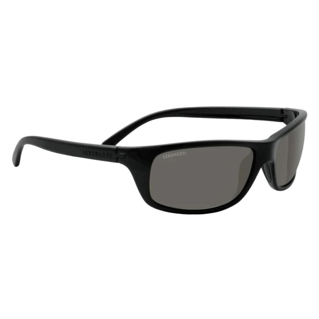 Serengeti Bormio Oval Sunglasses, Shiny Black, Large