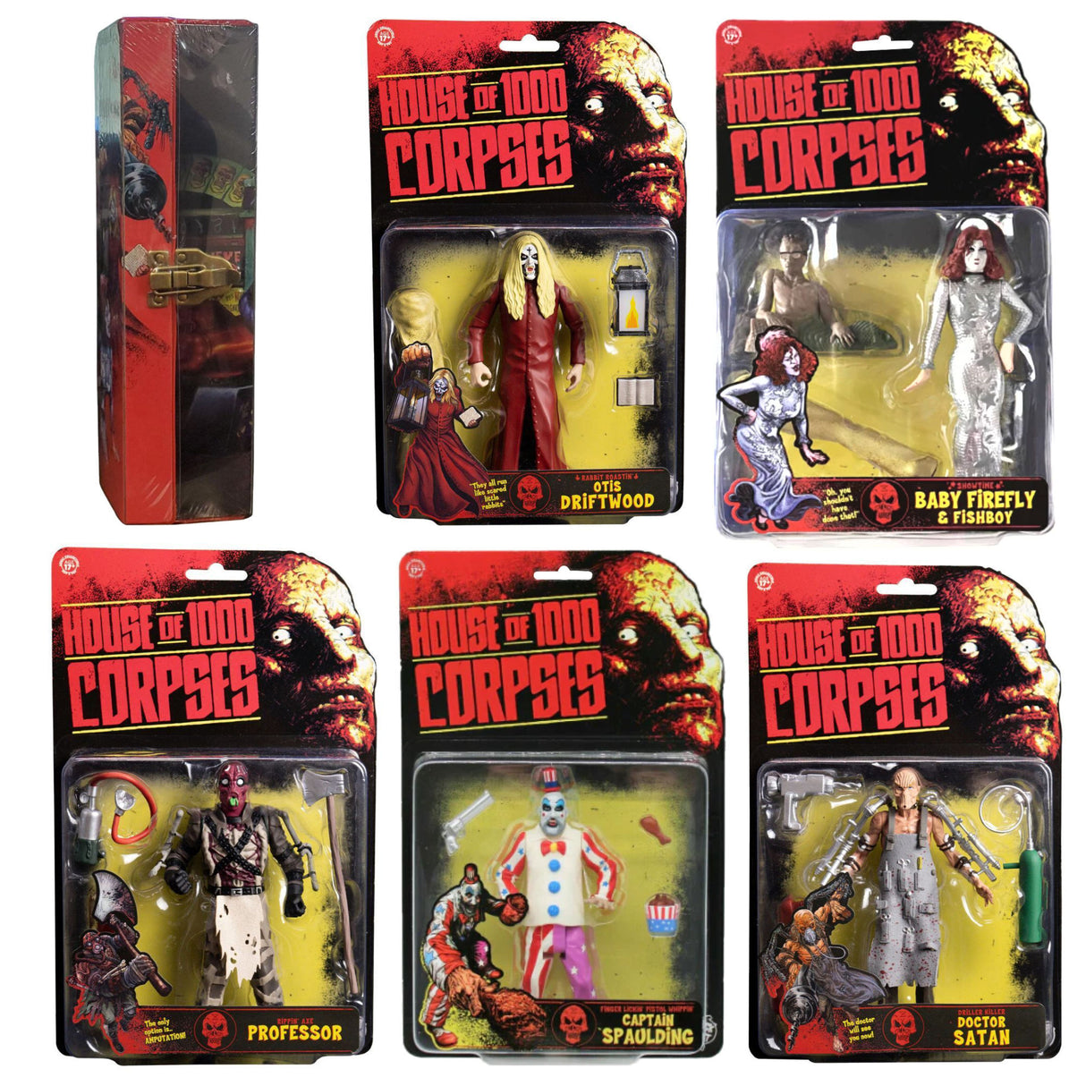 Trick Or Treat Studios-House of 1000 Corpses Action Figures x5 and Case Bundle