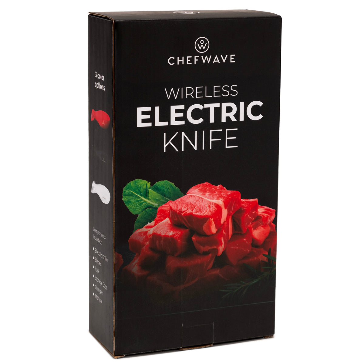 Rechargeable Electric Knife with 2 Serrated Blades and Safety Lock (Black)